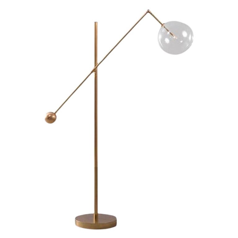 Milan 1 Arm Brass Floor Lamp by Schwung For Sale