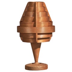 Hans-Agne Jakobsson, Table Lamp, Pine, Moulded Pine Veneer, Sweden, 1970s