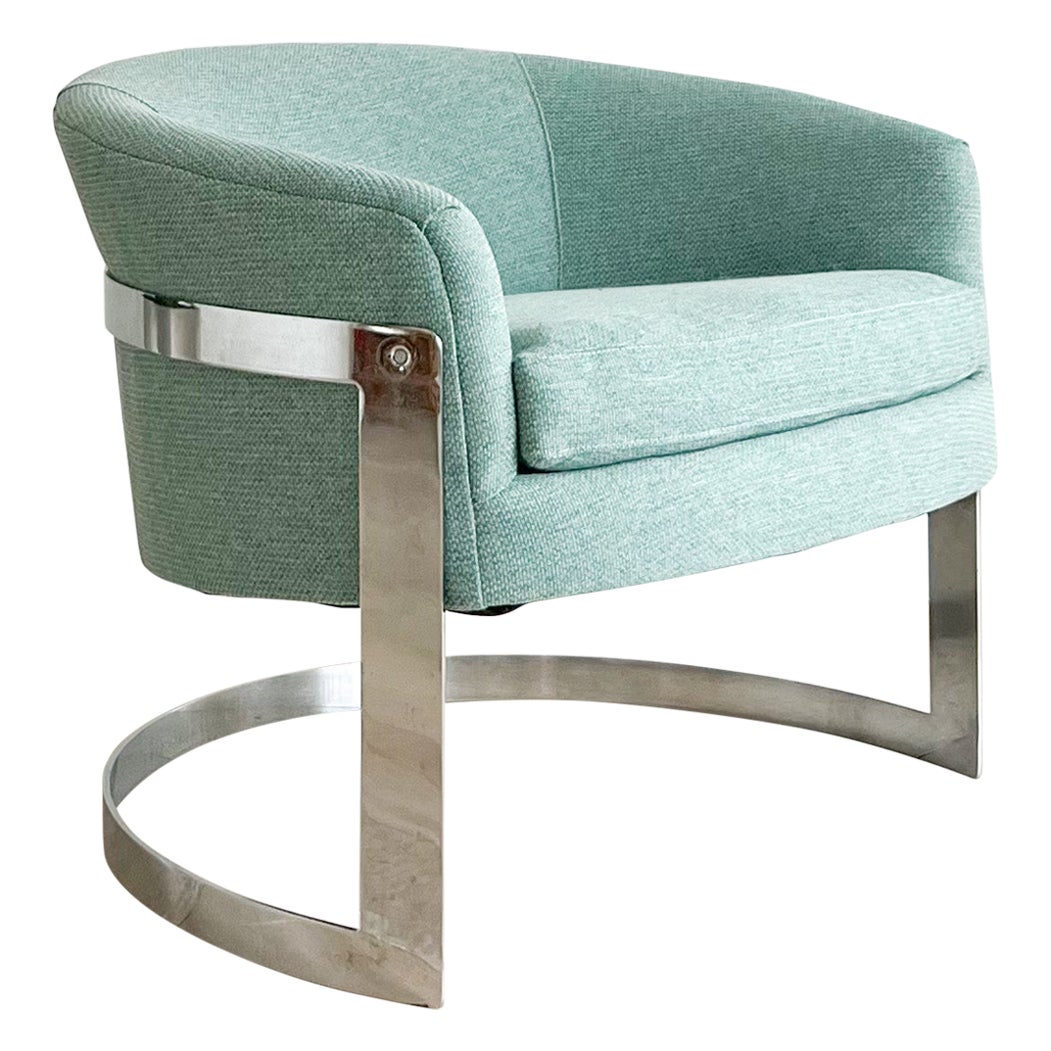 Mid-Century Modern Bernhardt Chrome Lounge Chair w/ New Upholstery