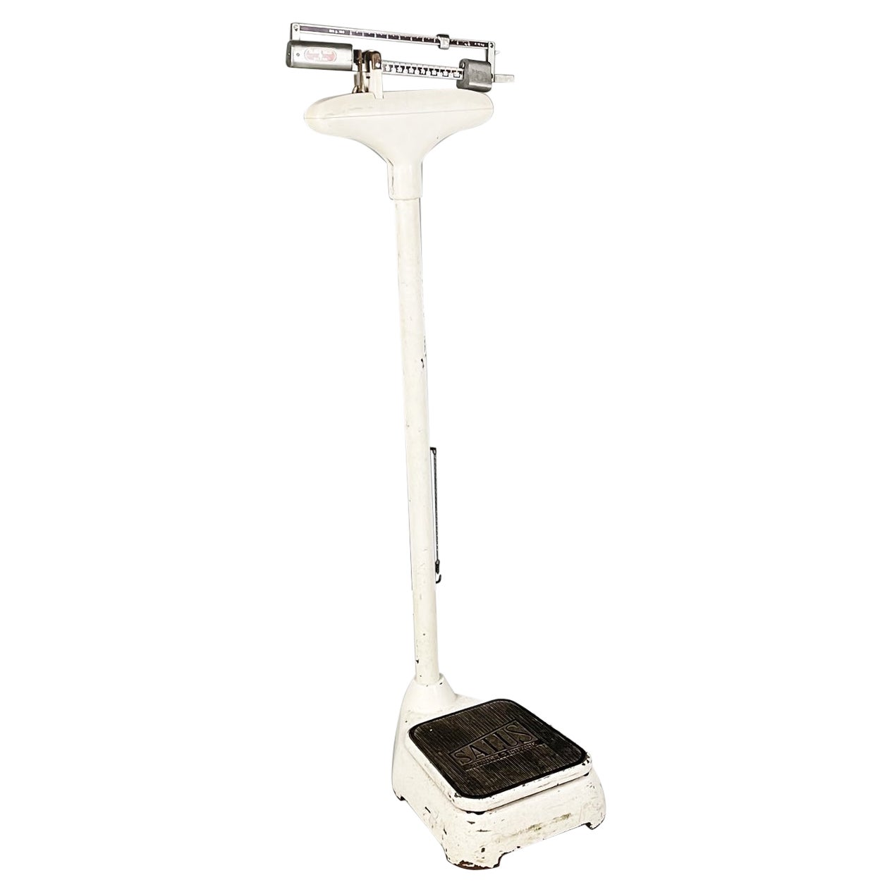 Italian Mid-Century White Metal Vertical Medical Scale by Salus, 1960s For Sale