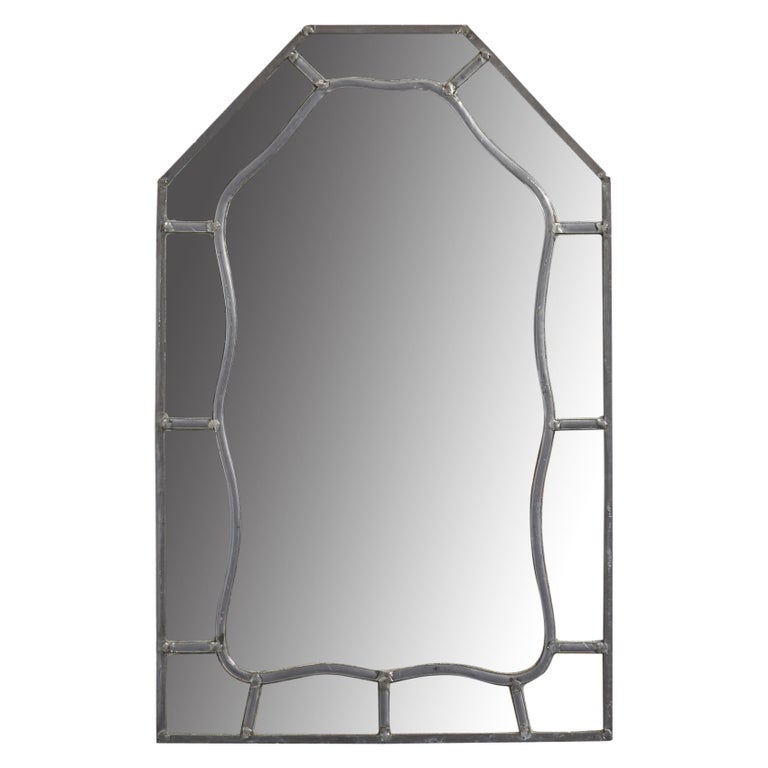 Swedish Designer, Wall Mirror, Pewter, Mirror, Sweden c. 1940s For Sale