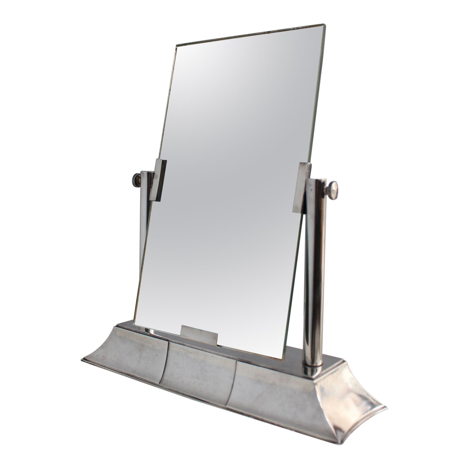 Fine French 1930s Silver-Plated Table Mirror by Luc Lanel for Christofle For Sale