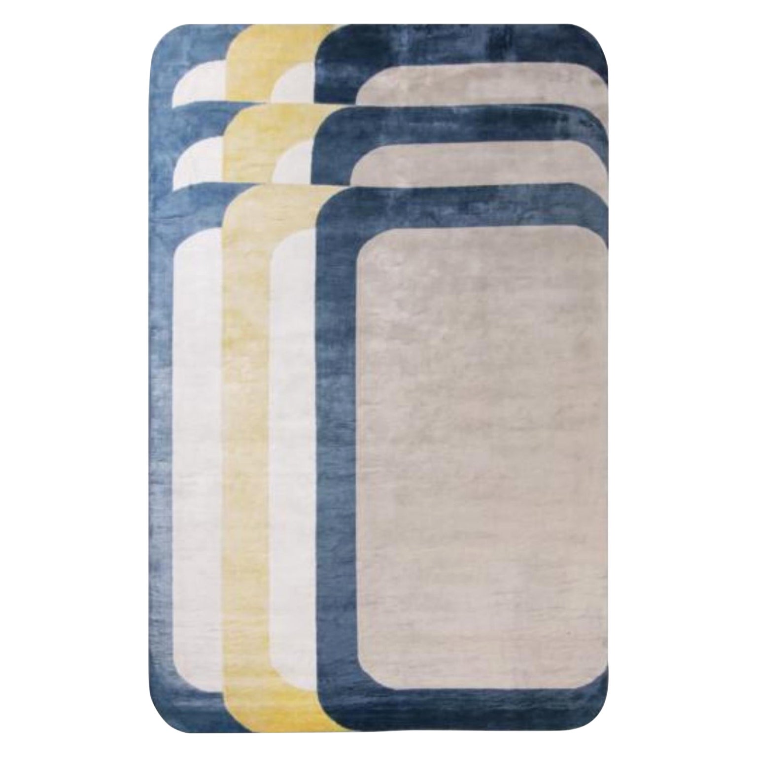 Hand Knotted Rectangle Rug by Hatsu For Sale