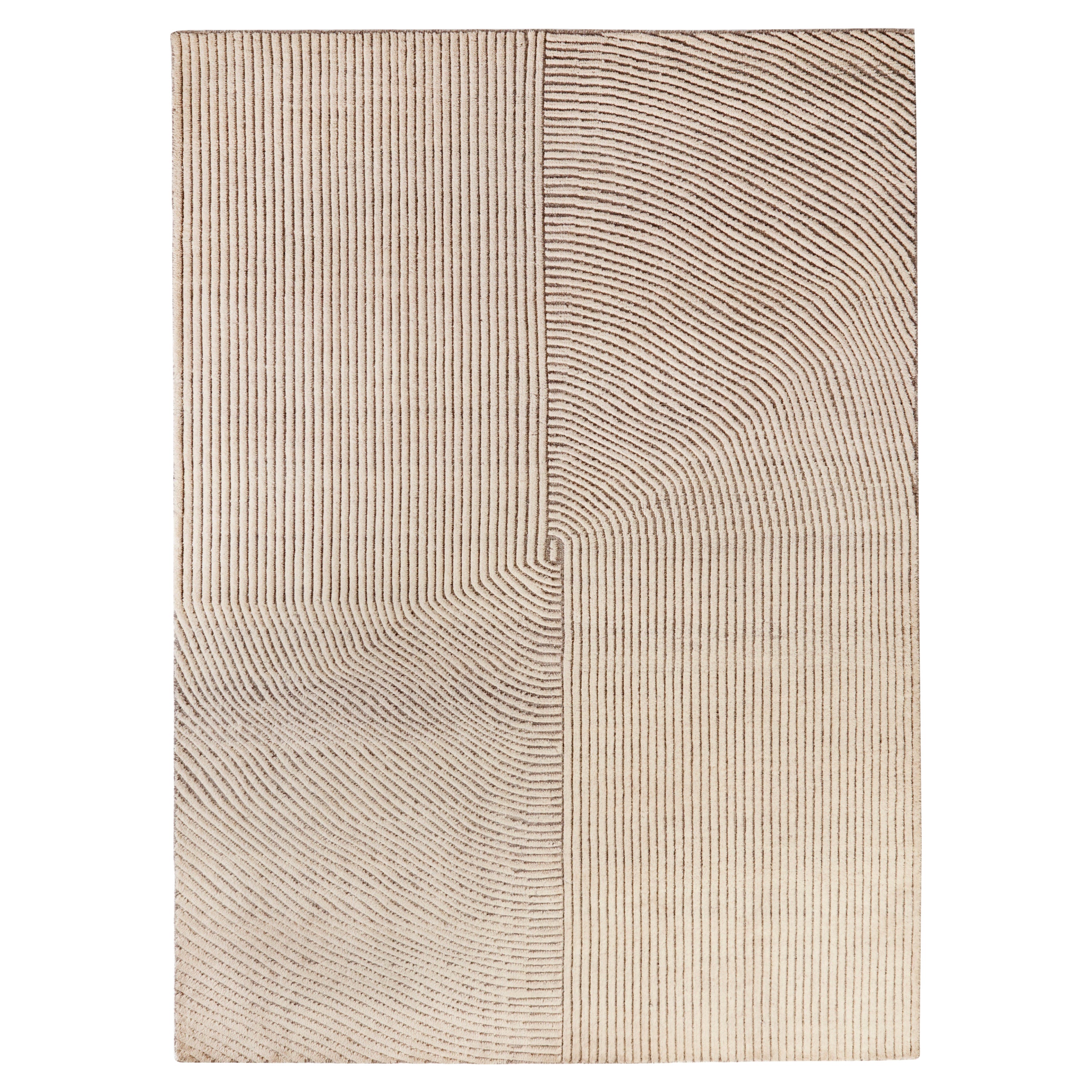 Hand Knotted White Symmetry Rug by Hatsu For Sale
