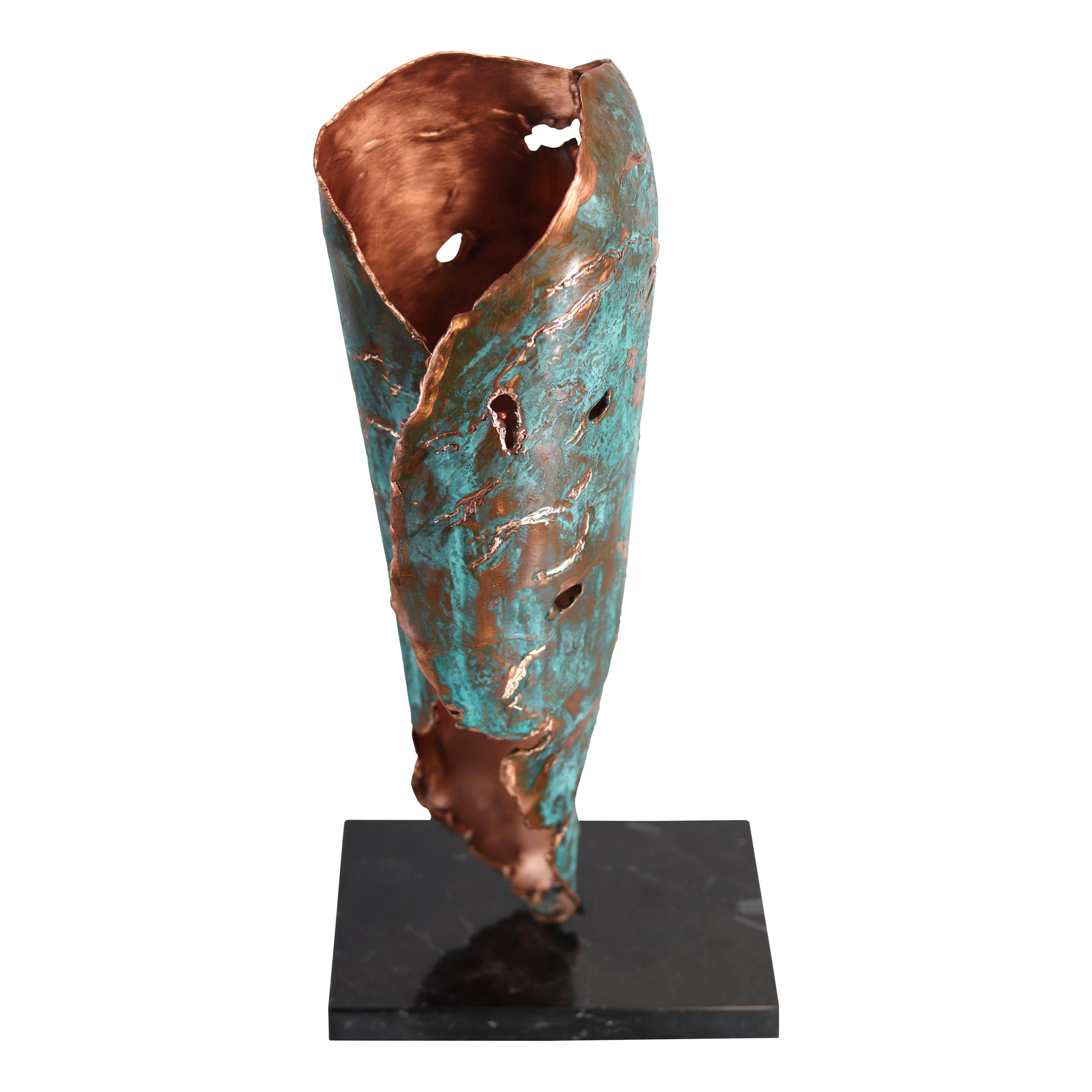 Copper Hand Sculpted Vase by Samuel Costantini For Sale
