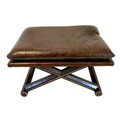 Unusual Large Antique Quality Leather Freestanding Stool