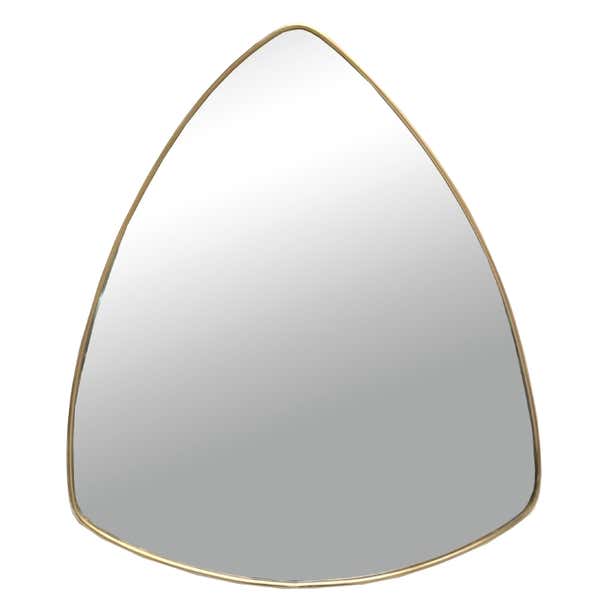 Brass Wall Triangular Mirror, Italy, 1950s For Sale at 1stDibs