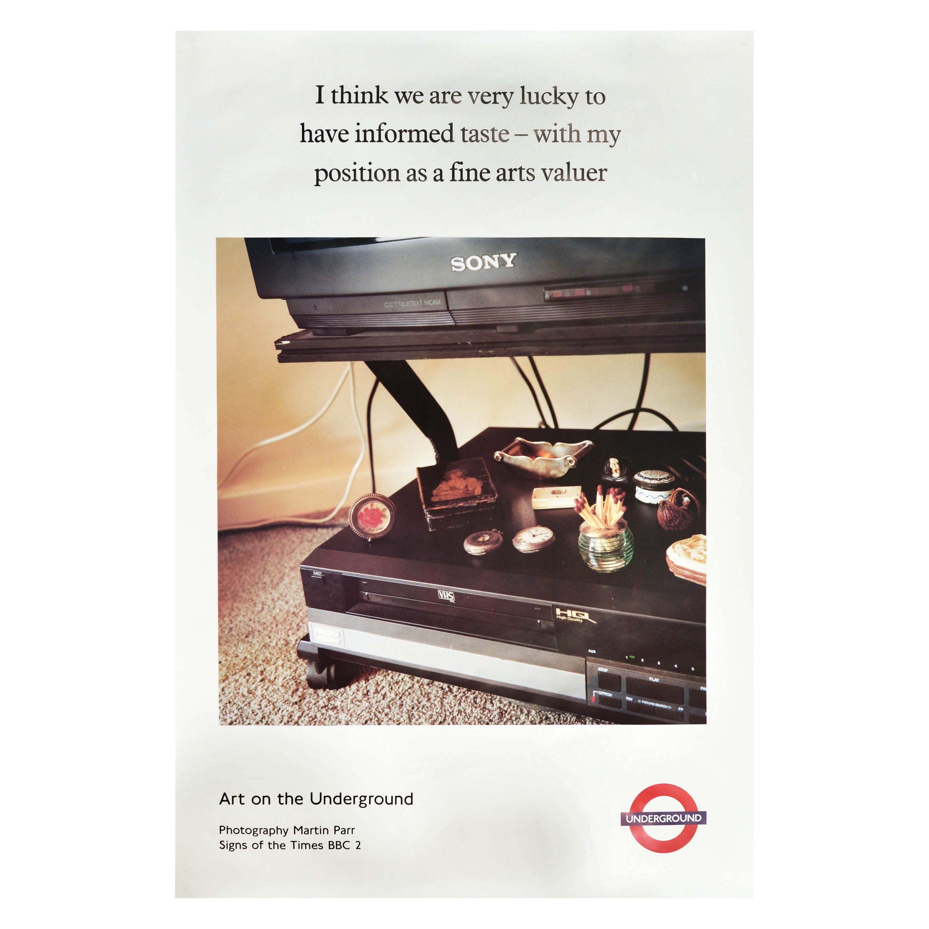 Original Vintage London Underground Poster Martin Parr VHS Recorder TV Design For Sale
