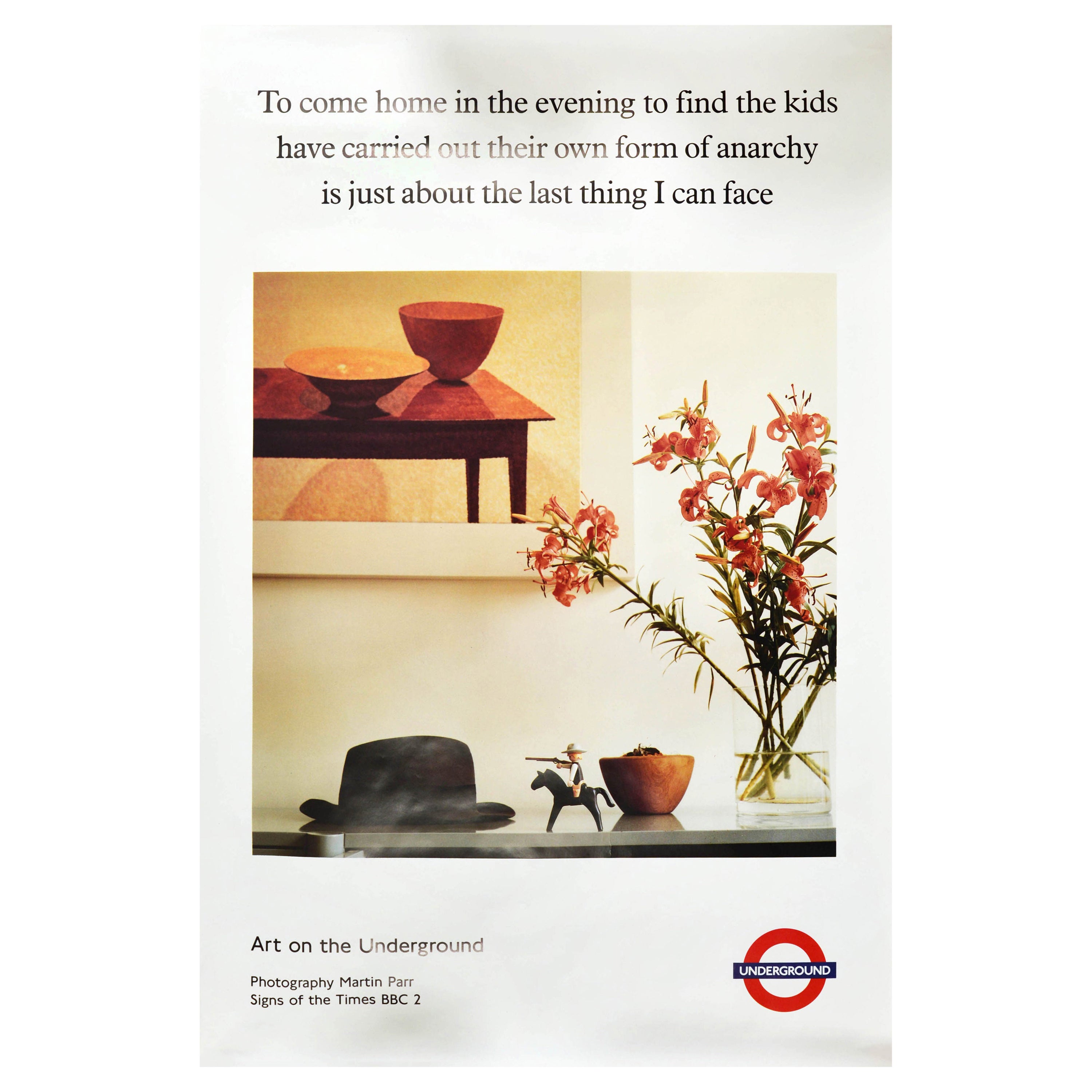 Original Vintage London Underground Poster Flowers Children Toy Martin Parr Art For Sale