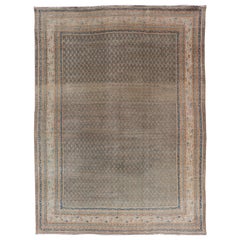 Persian Tabriz Rug with All-Over Saraband Design in Brown and Blue