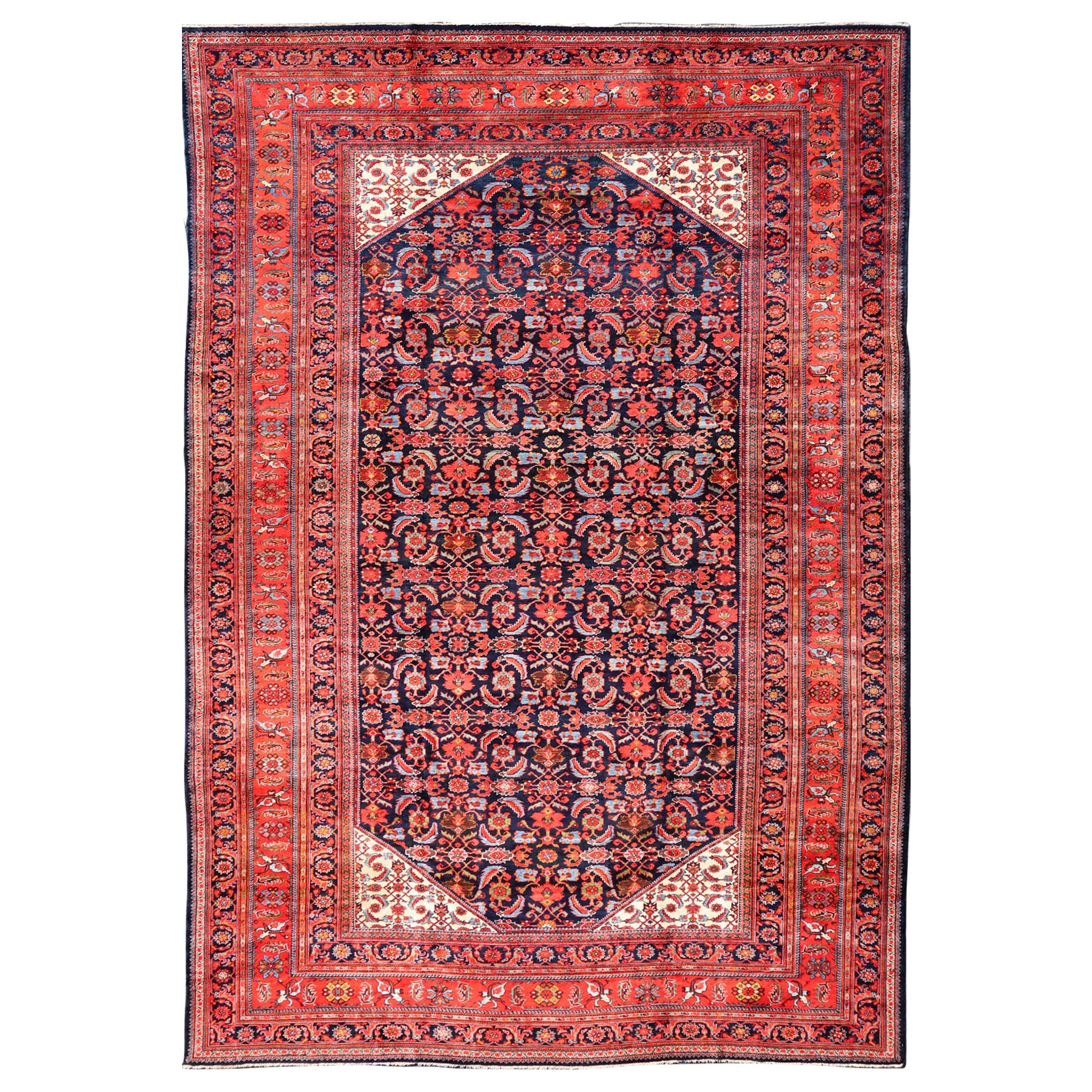 Large North West Finely Woven Persian Herati Rug in Excellent Condition 