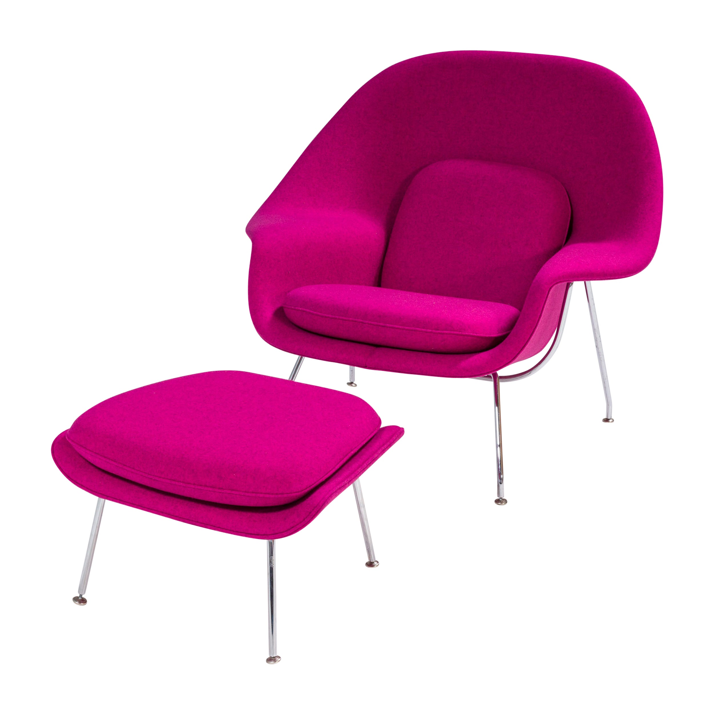 Knoll by Eero Saarinen Womb Purple Armchair and Footstool