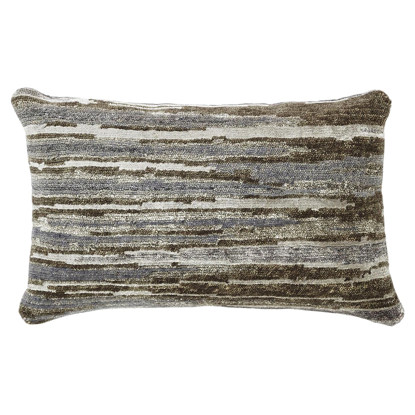 Modern Earthy Striped Throw Pillow For Sale