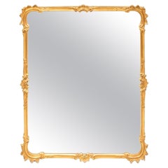 Retro Regence Style Gilt Mirror with Beveled Detail