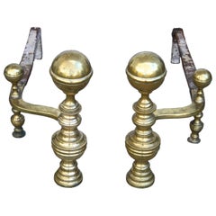 Used Brass Andirons, Stimson of Boston