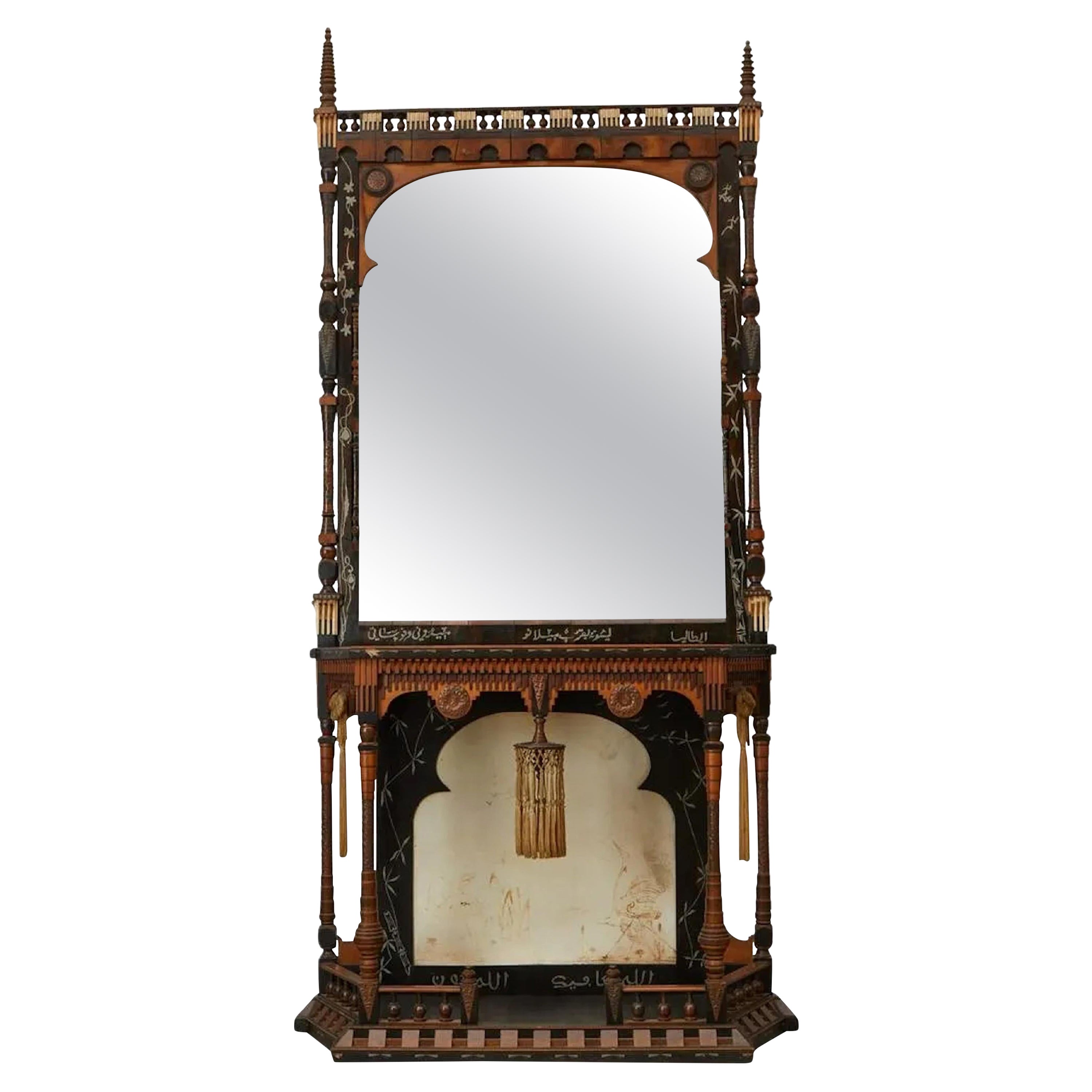 Rare and Important Orientalist Console Table and Mirror by Carlo Bugatti  For Sale at 1stDibs