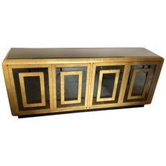 Cool Mid-Century Modern Mirrored & Blonde Wood Sideboard by Romweber