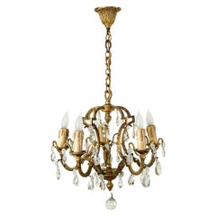 Mid-20th Century French Bronze and Strass Crystal Chandelier