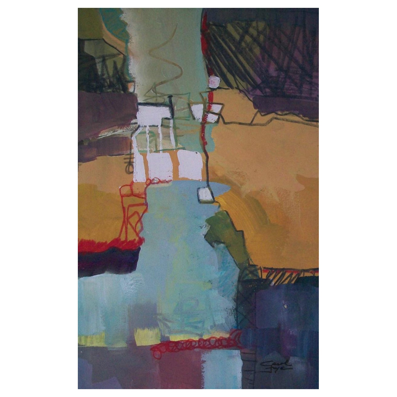 Carol Frye, Contemporary Abstract Mixed Media Painting , U.S.a., Circa 2010 For Sale