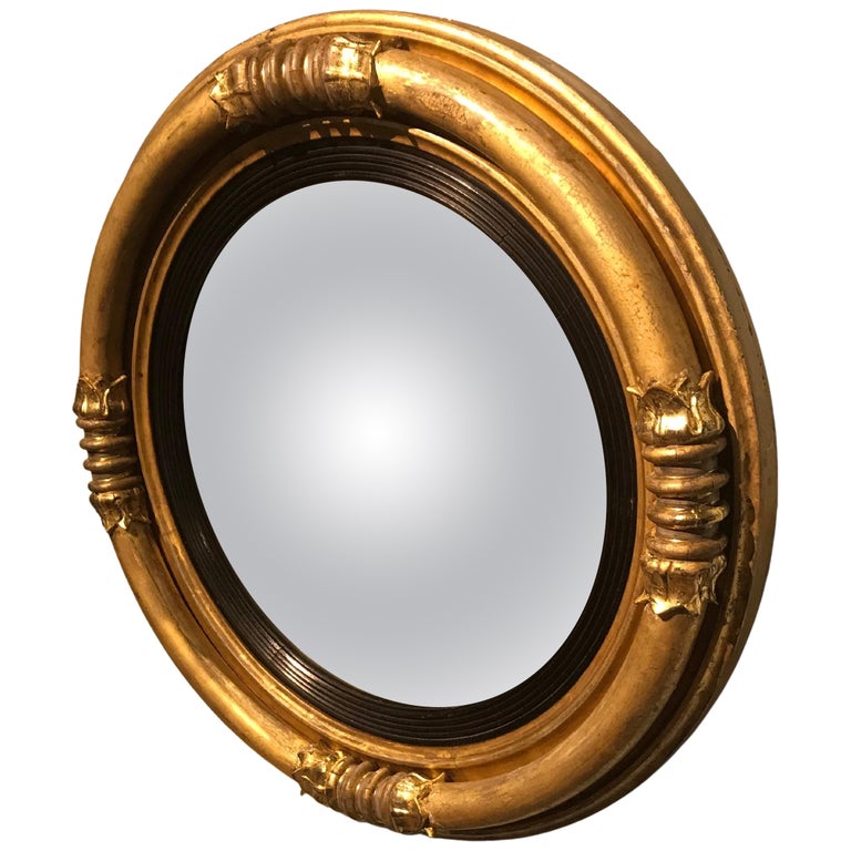 Antique Regency Gilt Convex Mirror For Sale at 1stDibs