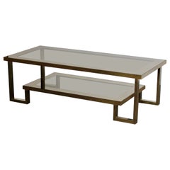 Maison Jansen Bronze and Smoked Mirror Glass Two-Tier Coffee Table