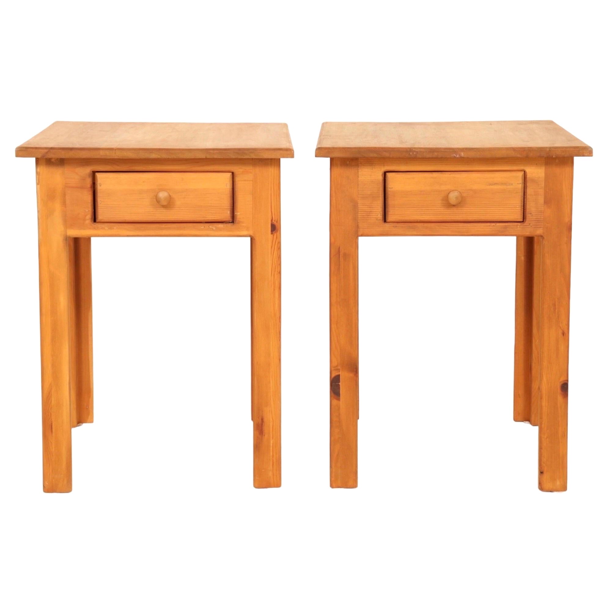 Craftsman Pine Side Tables, a Pair For Sale