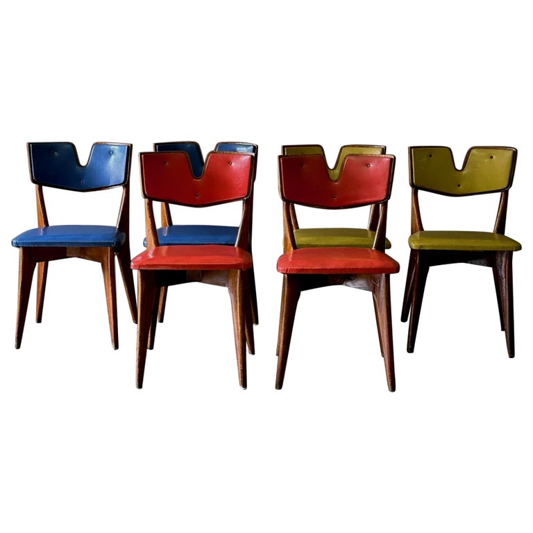 Set of Six Midcentury Italian Vinyl Chairs For Sale at 1stDibs