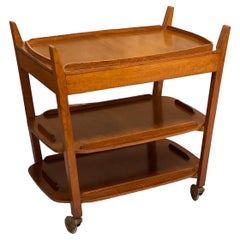 Vintage Mid-Century Modern 3 Tiered Cart in Style of Poul Hundevad. Uk Import