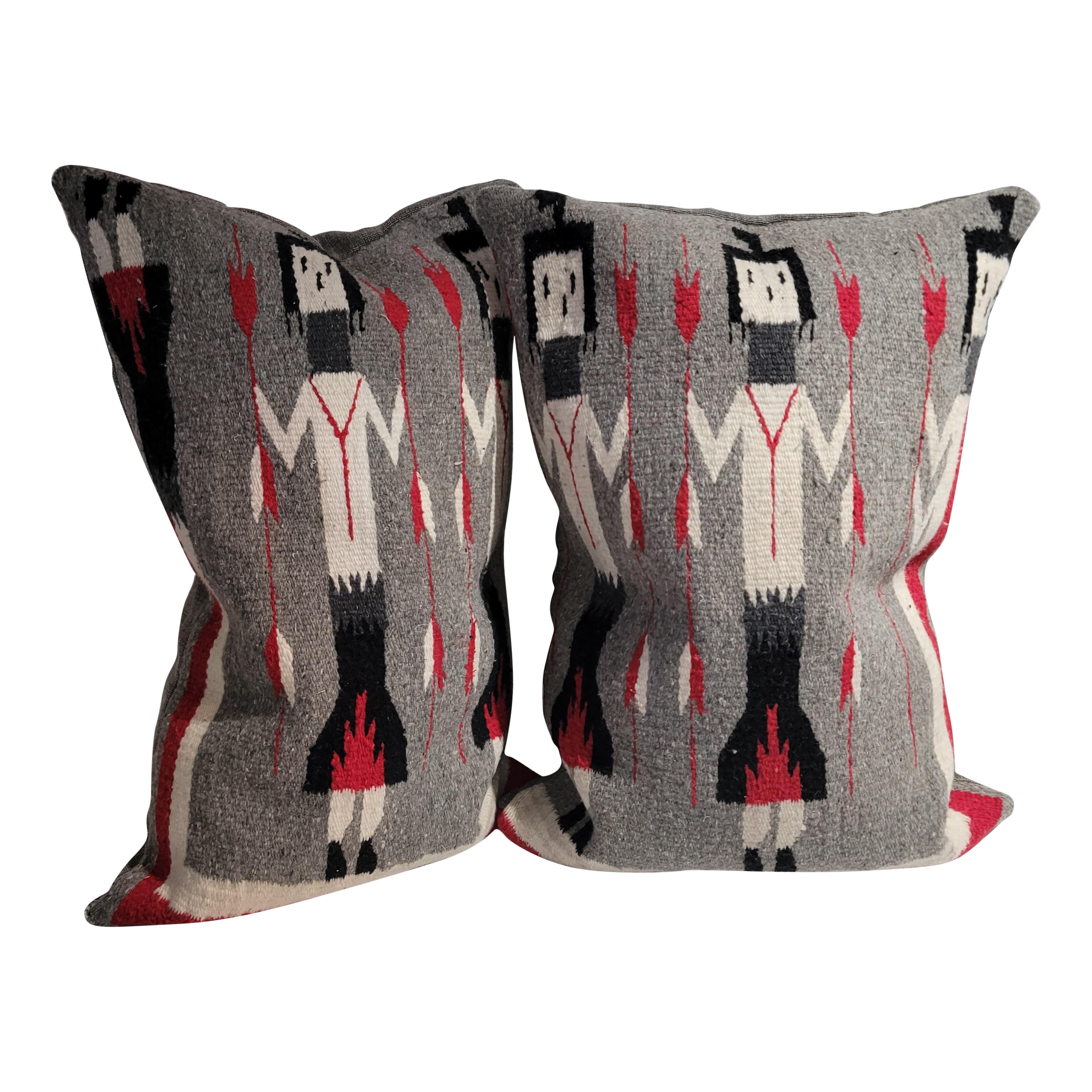 Yea Navajo Indian Weaving Pillows, Pair For Sale