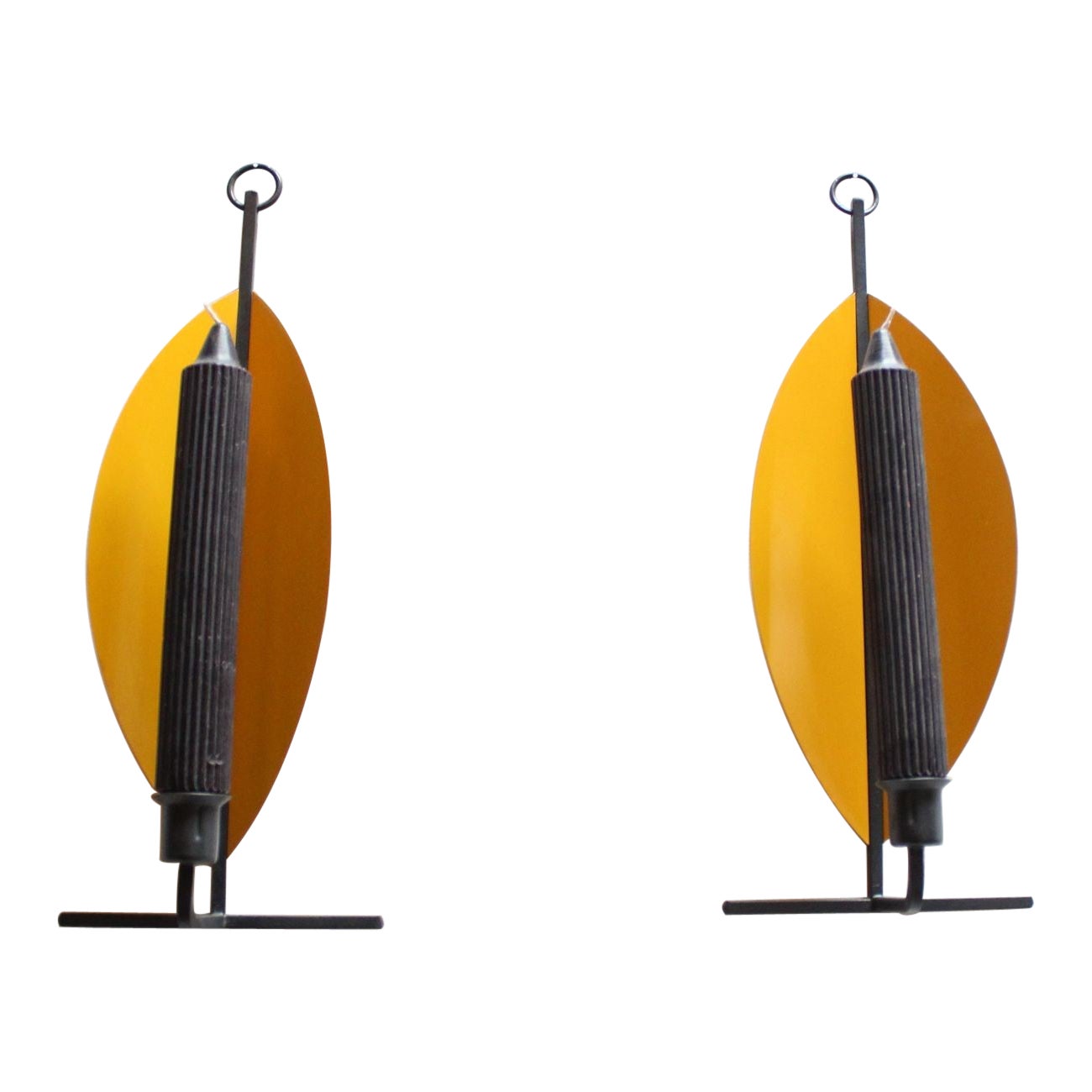 Scandinavian Modern Yellow Wall-Mounted Candle Sconces For Sale
