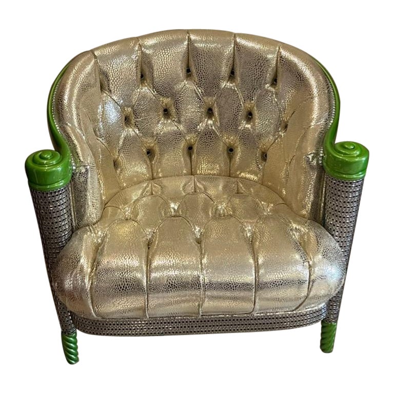 Colombostile-Sessel mit Swarovski, maßgefertigte Metallic-Farbe, handgefertigt in Italien  im Angebot
