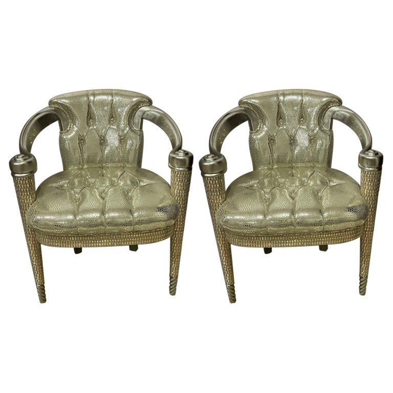 Pair of Colombostile Armchairs with Swarovski, Handmade in Italy For Sale