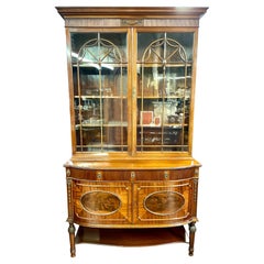Old English "Adam" Style Signed Mahogany Bowfronted Bookcase or Display Cabinet
