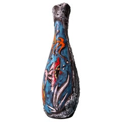 Very Large San Marino Bottle Vase Smalto Roccia Glaze Italy 1950s