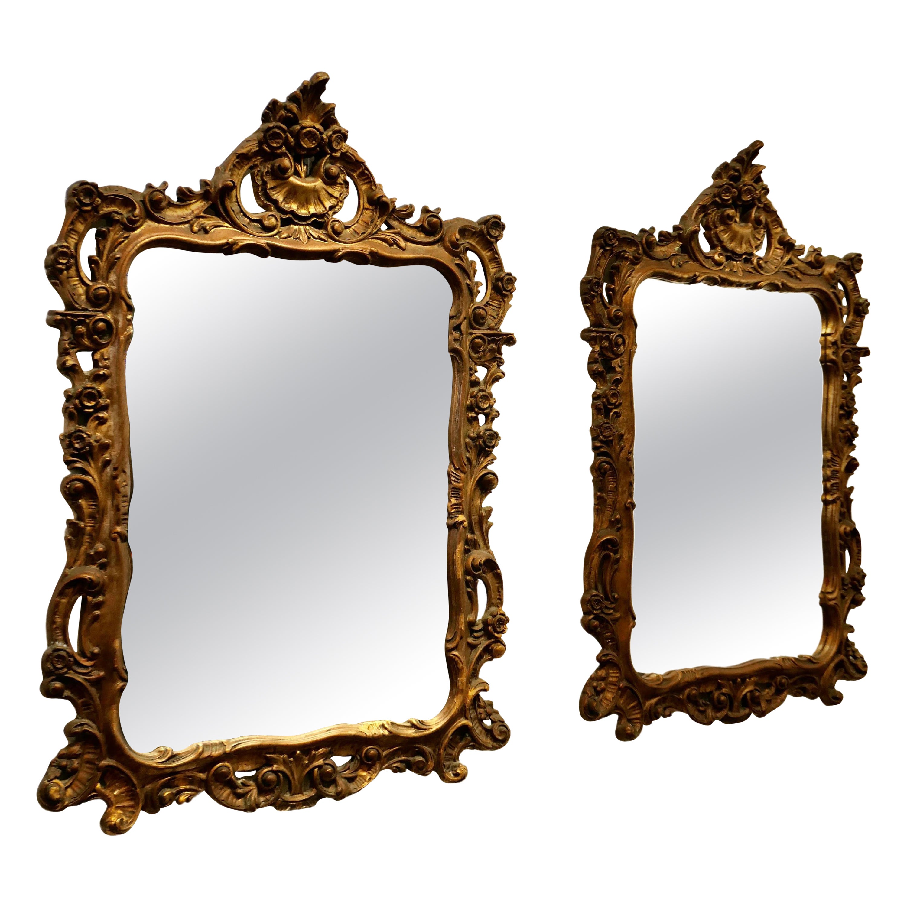 Pair of 19th Century French Gilt Mirrors For Sale