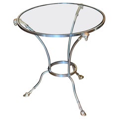 Table d'appoint ronde à tête de bélier de la Maison Jansen, style moderne du milieu du siècle dernier