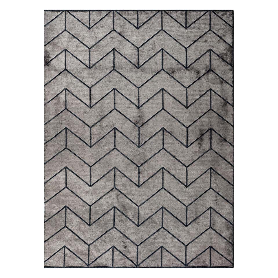 Zuko Chevron Print Rug by Pieces, Modern Grey Hand Tufted Zig Zag Rug ...