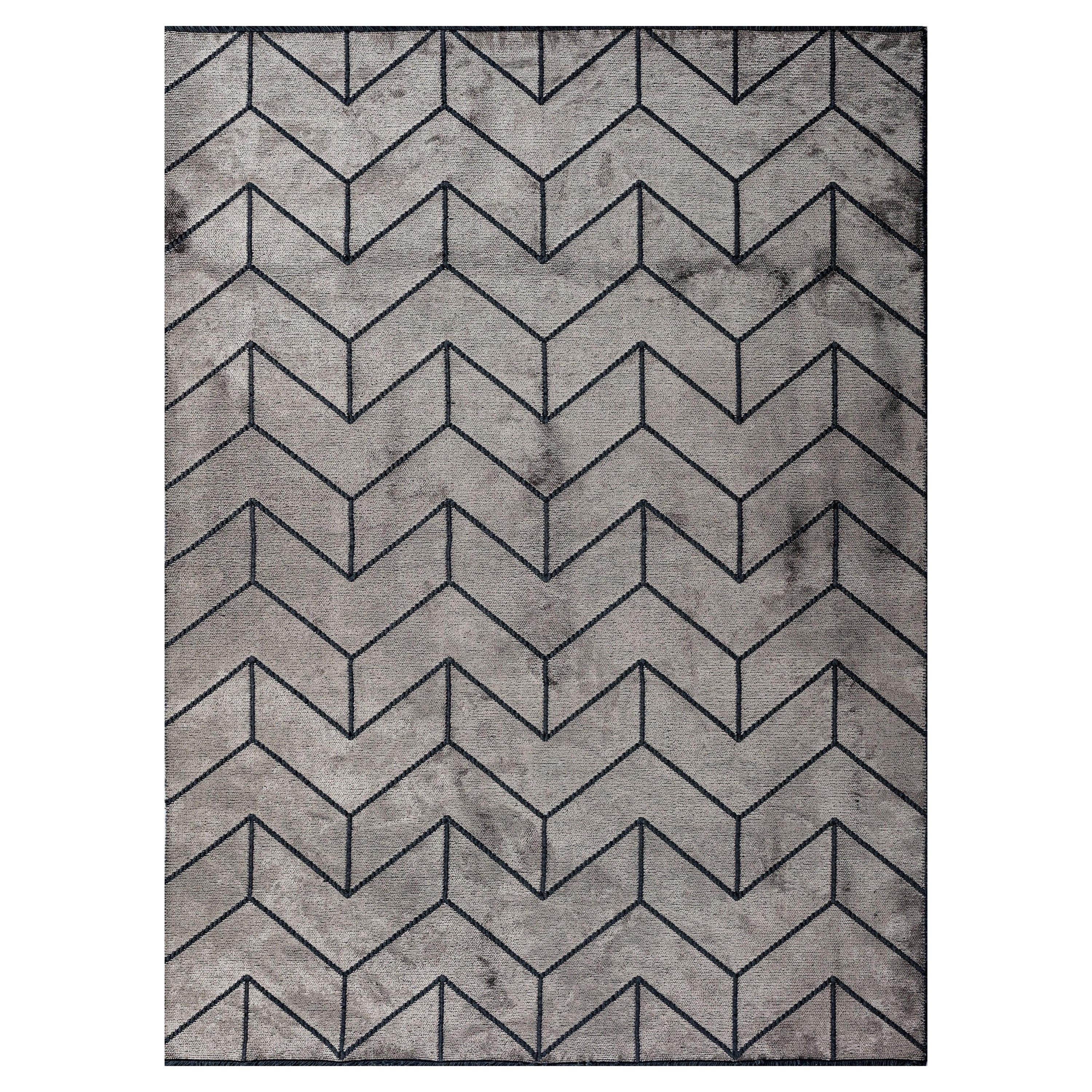 For Sale:  (Gray) Modern Chevron Luxury Hand-Finished Area Rug