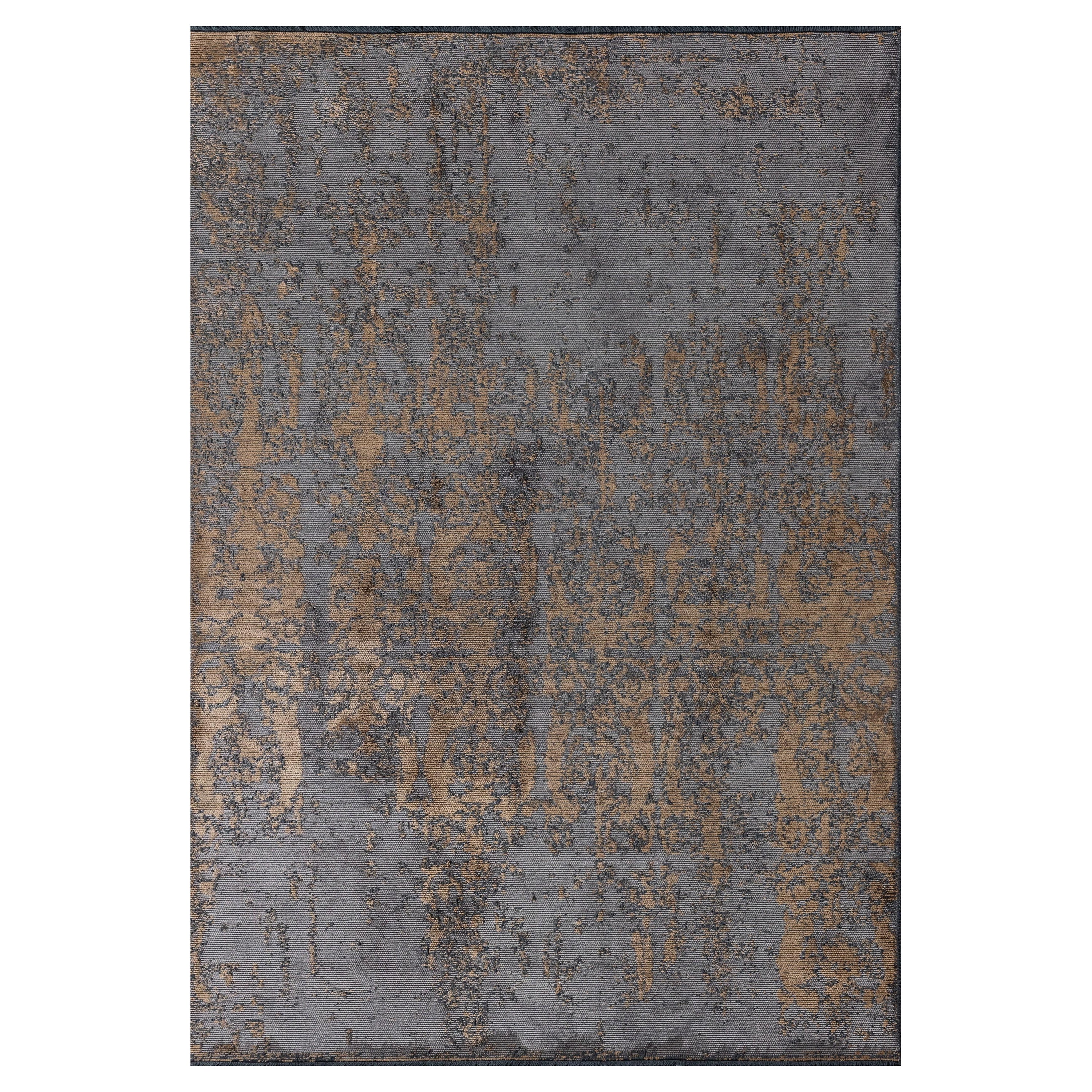 For Sale:  (Gray) Contemporary Damask Luxury Hand-Finished Area Rug