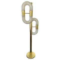 Brass Floor Lamp Murano Glass by Aldo Nason for Mazzega, Italy, 1970s