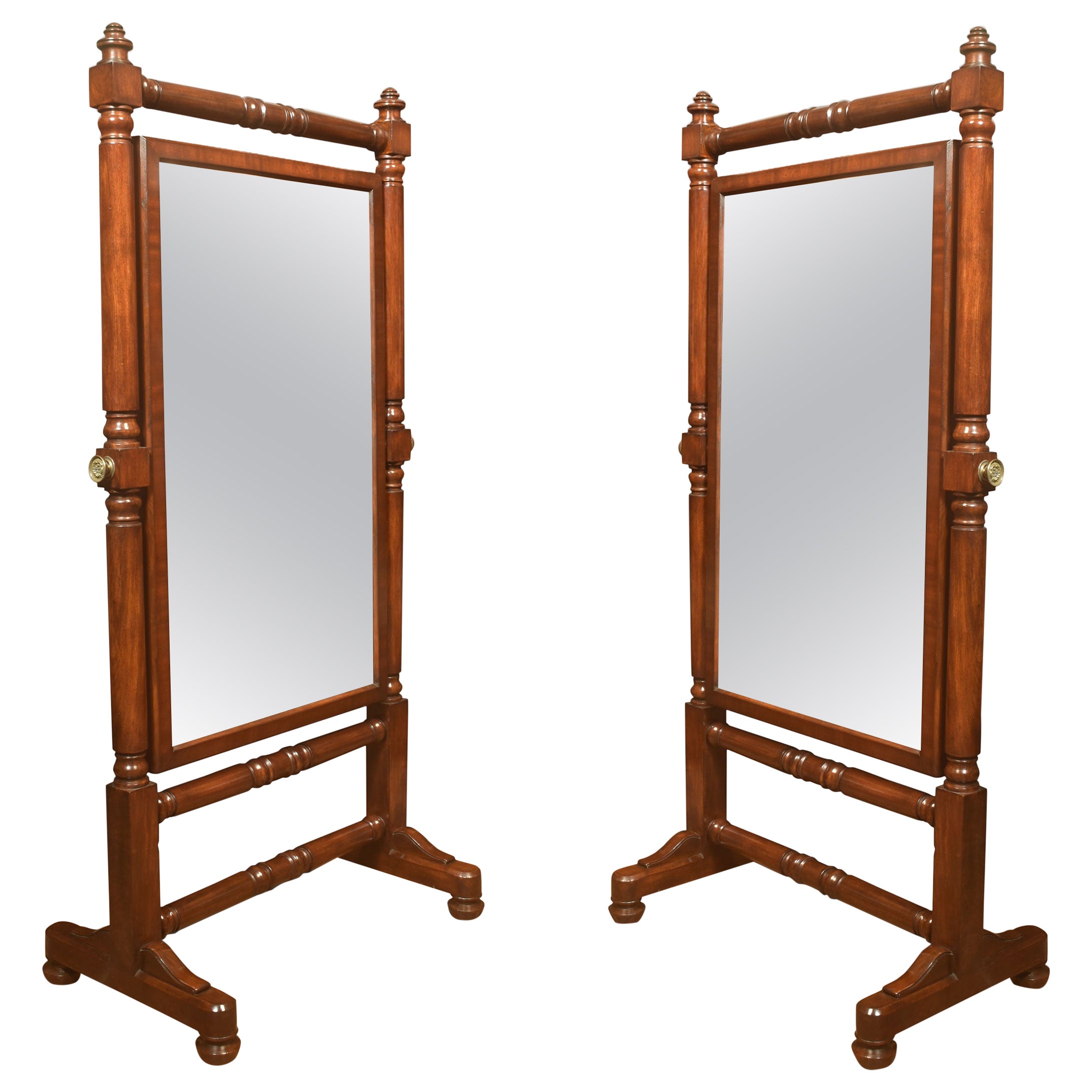 Pair of Country House Cheval Mirrors For Sale