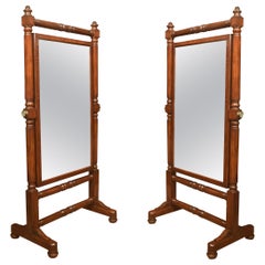Antique Pair of Country House Cheval Mirrors