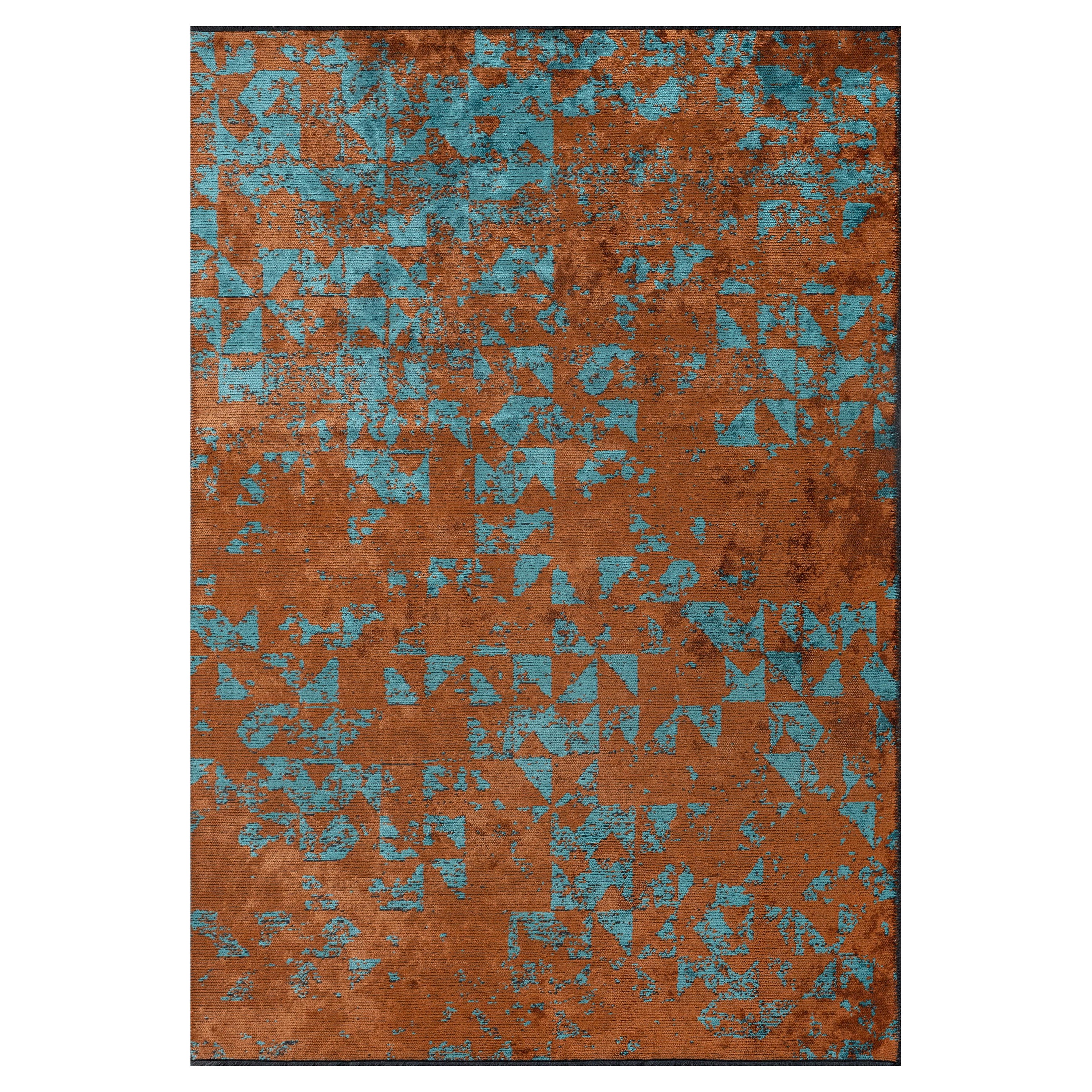 Im Angebot: Modern Camouflage Luxury Hand-Finished Area Rug,  (Blau)