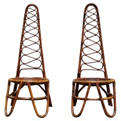 Bonacina Attrib. Pair of Rattan and Bamboo Chairs, Italy, 1960s