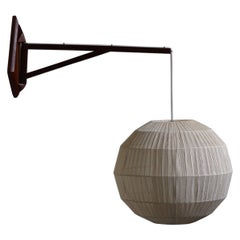 Dänische Mid-Century-Modern-Wandleuchte aus Teakholz mit Seilschirm – Ib Fabiansen – 1960