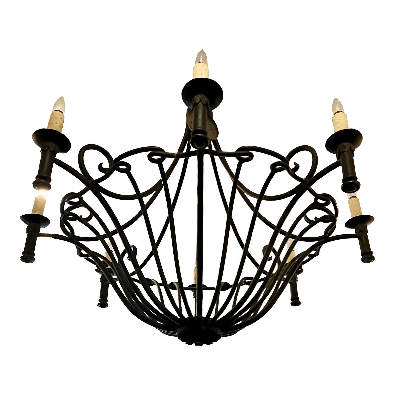 Ebanista Spanish Colonial Wrought Iron Chandelier Famous Estate For Sale