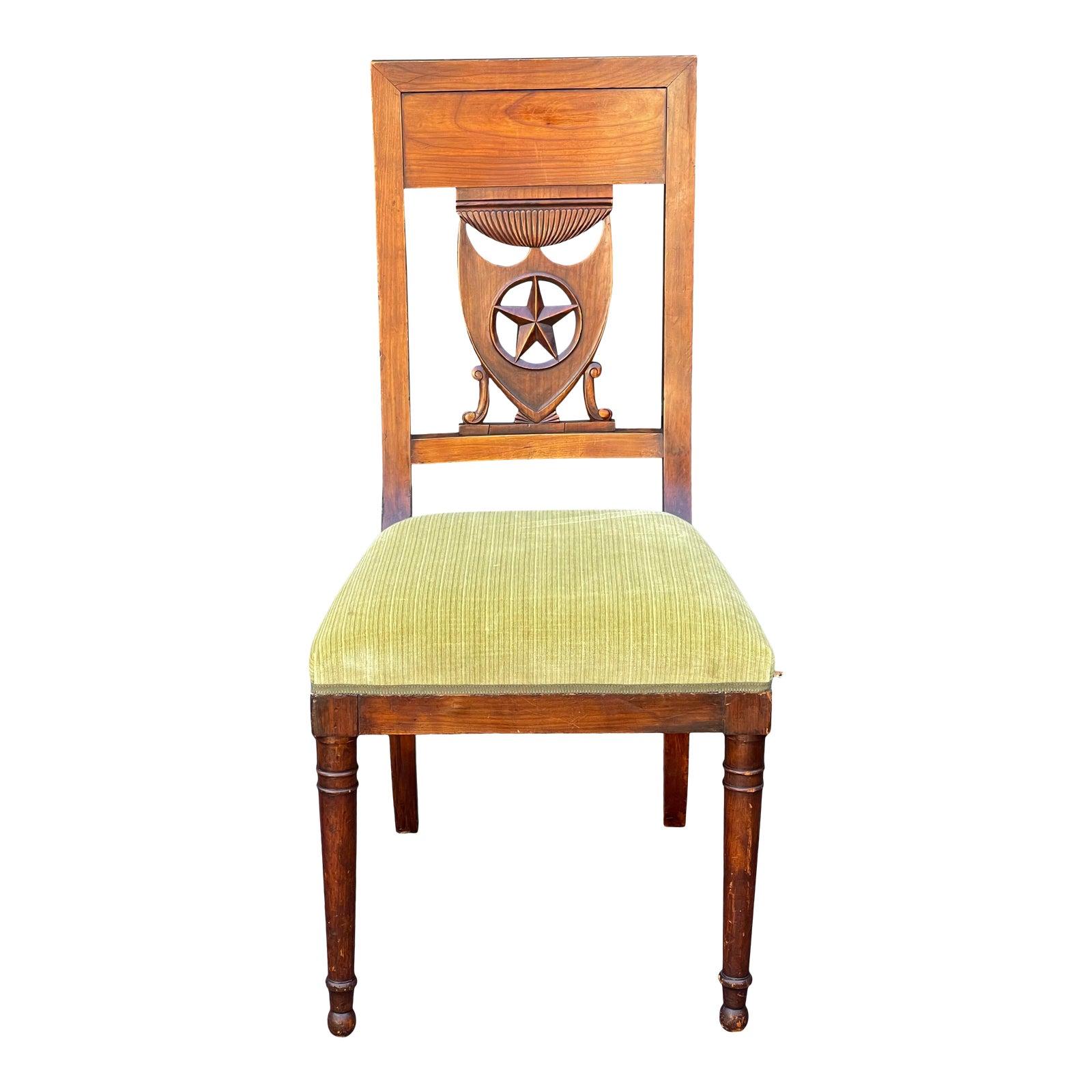 Antique 19th C Empire Star & Shield Coat of Arms Dining Chair For Sale