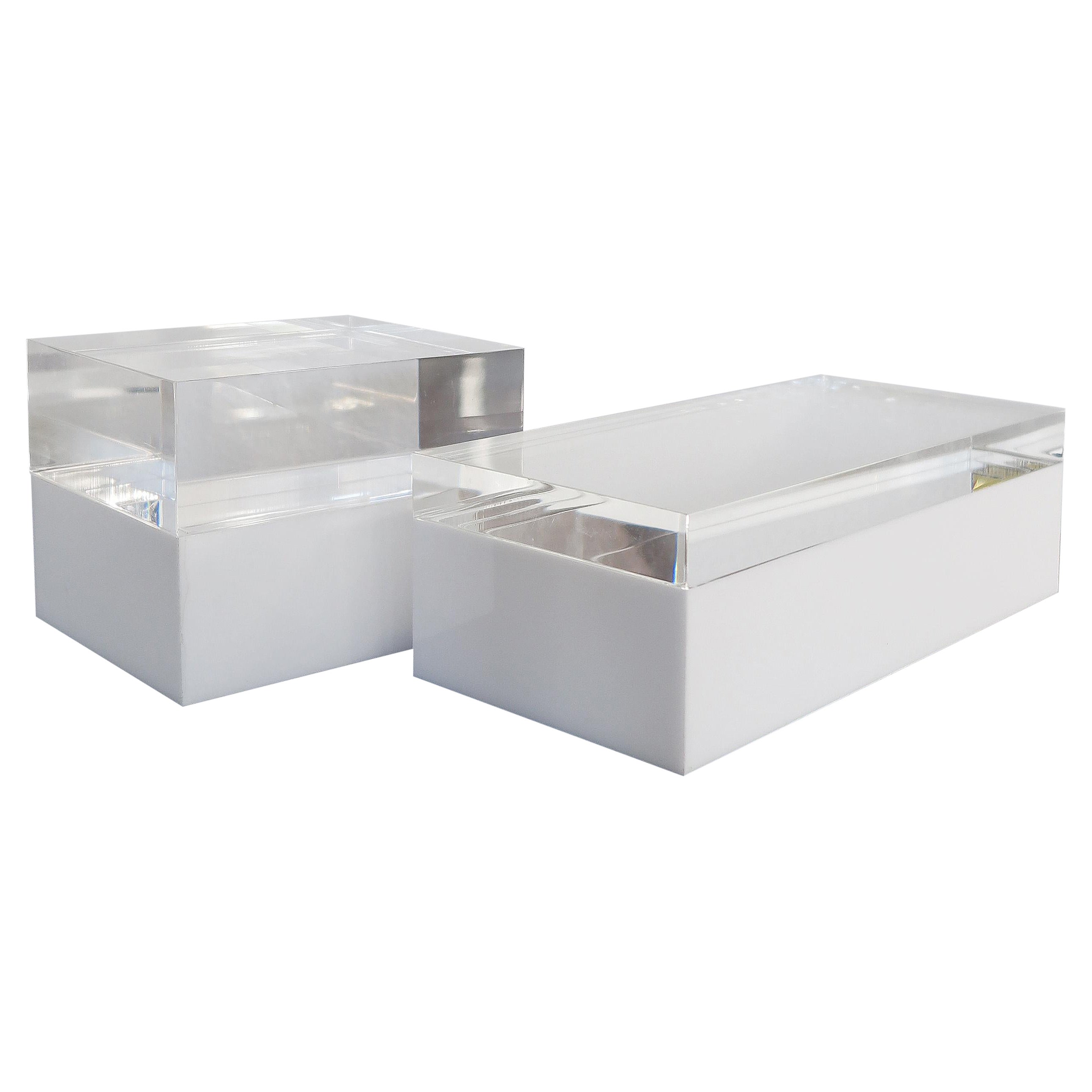 Alessandro Albrizzi Italian White Perspex Boxes 1990s For Sale