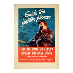 Original Vintage WWII Poster Guide The Fighter Planes Army Air Force Recruitment