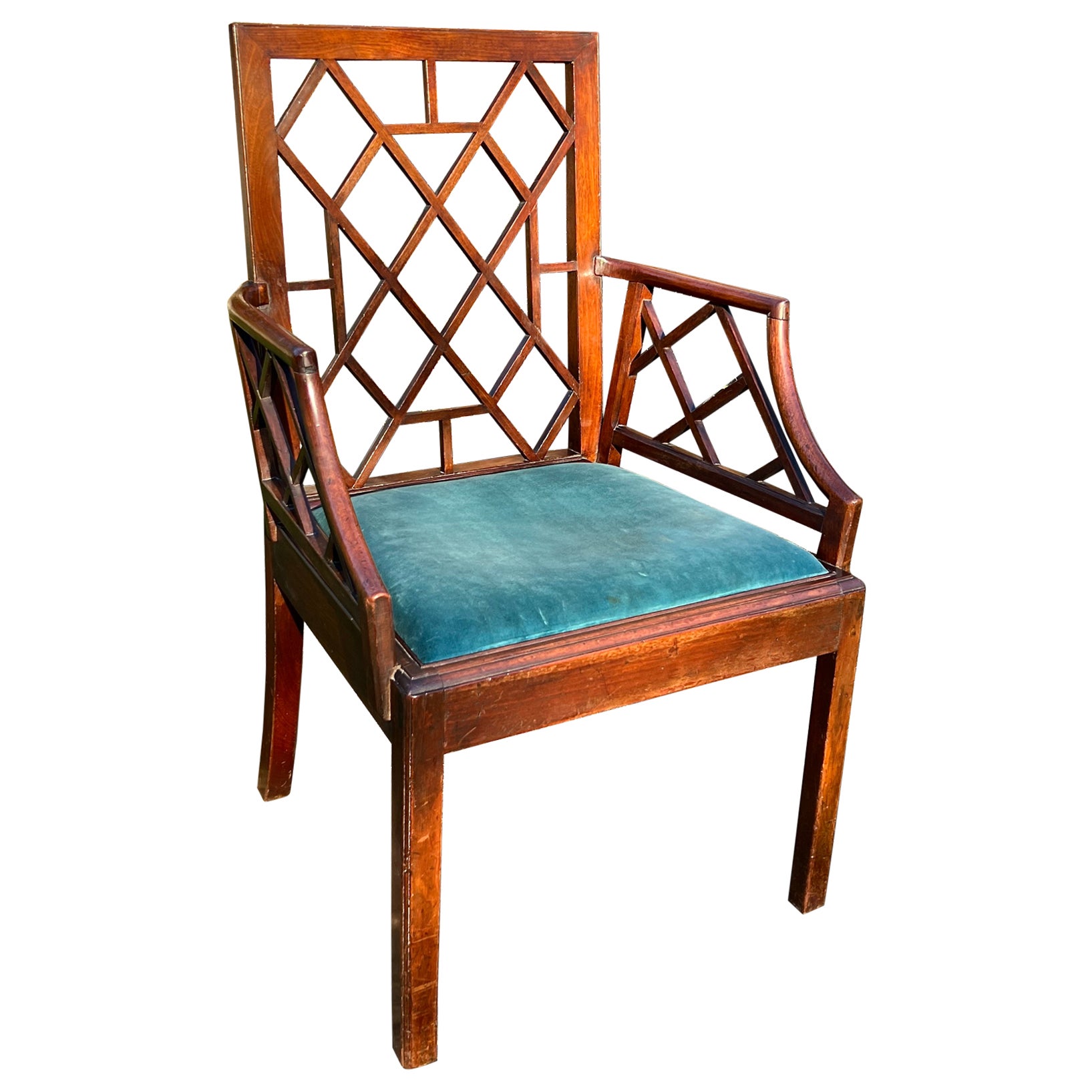 Rare 18th Century Mahogany Cockpen Armchair For Sale